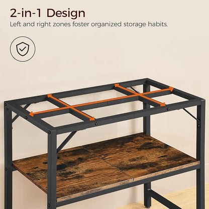 30 Gallon Fish Tank Stand, Aquarium Stand with 2-Tier Storage Shelves, Heavy Duty Breeder Turtle Terrarium Stand Rack for Home Office, 30.0" L x 11.8" W x 24.4" H, Rustic Brown FTHR3001