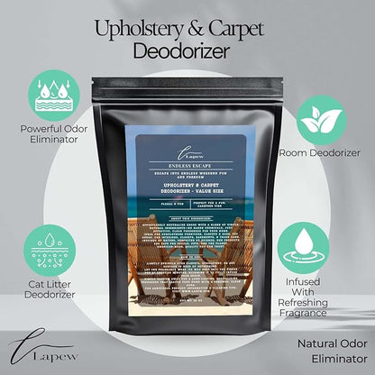Endless Escape Carpet Freshener Powder Refill 36 oz | Powerful Odor Eliminator for Home | Upholstery Deodorizer | Carpet Deodorizer | Pet Urine | Cat Litter Box | Endless Weekend Fragrance