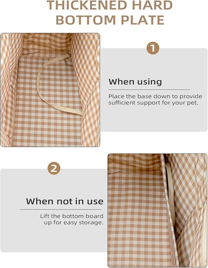 Dog Purse Carrier for Small Dogs Rabbit cat with Large Pockets, Cotton Bag, Dog Carrier Soft Sided, Collapsible Travel Puppy Carrier (Beige, 13.6" L x 6.5" W x 10" H)