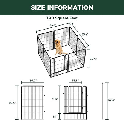 FXW Rollick Unleashed Dog Playpen for Indoor, Yard, RV Camping, 40 inch 8 Panels for Medium and Large Dogs, Black│Patented
