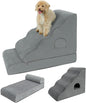 Dog Stairs for Small Dogs 24.6" H, 5-Step Dog Steps for High Bed, High-Density Foam Curved Pet Stairs with Non-Slip Removable Washable Cover to Get on Bed