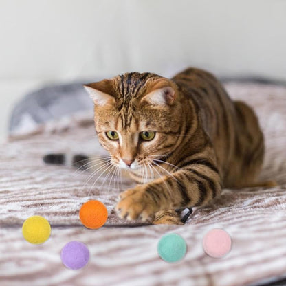 14 PCS Wool Cat Ball Toys, Quiet Play Felt Cat Ball Toys Kitty Kicker Exercise Toy, Fun Colorful Kitty Kitten Toy for Interactive Kitten Balls for Indoor 1.2in