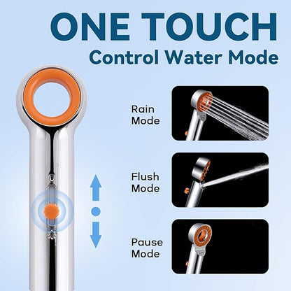 Dog Shower Attachment, 3 Mode Handheld Sprayer with ON/OFF Switch, G1/2" Metal Diverter, 100 Inches Stainless Steel Hose, No Drill Holder, for Pet and Dog Washing in Bathroom