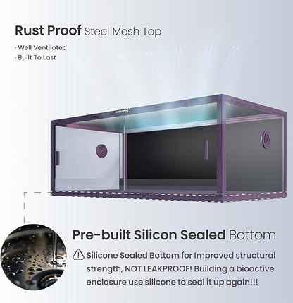 85 Gallon Reptile Tank, Front Opening Snake Tank for Easy Maintenance, Reptile Enclosure with Top Screen Ventilation 48''x24''x18''
