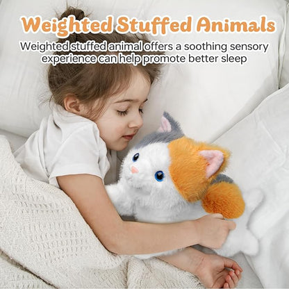 19 inch 3 lbs Cat Weighted Stuffed Animals, Realistic Weighted Cat Stuffed Animal, Sensory Comfort Plush Throw Pillow, Soft Kawaii Kitty Plush Toy Gift for Adults Kids Youth