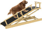 6 Level Height Adjustable Dog Ramp for Bed, Couch 65" Foldable Pet Ramp with Non-Slip Mat，DIY Glow Strips & Rest Platform Heavy Duty Dog Stairs for Large Dogs up to 200Lbs ，Wood Color