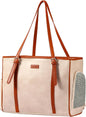Fashion Dog Purse Pet Carrier Leather Bag for Small Dogs Cats Puppy, Portable Tote Bag Airline Approved Soft-Sided Carriers (Beign)