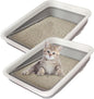 2 Pack Collapsible Small Cat Litter Box, Open Kitten Litter Potty Pan Low Entry Pet Kitty Toilet Foldable Waterproof Travel Toilet for Sick Frail Kitty 14.6 x 10.6 x 4.8 inches Grey