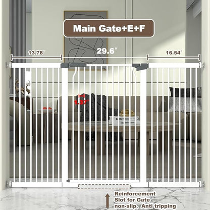 41" Extra Tall Cat Gate for Doorway, 60.3-62.9'' Metal Pet Baby Safe Gate, Extra Wide Pressure Mounted Child Door with Expansion Kit, No Drilling Baby Gate Indoor, No Climb Proof Gate, White