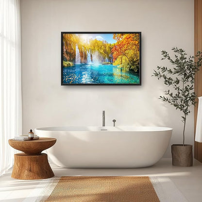 Extra Large Waterfall Lake Framed Wall Art for Living Room,Oversized Fall Autumn Tree Landscape Pictures Wall Decor,Nature Canvas Print Painting Modern Artwork Bedroom Office Bathroom 36L" x 24W"