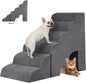 6 Step Dog Stairs&Steps 29 Inches Tall Up to 29-32 Inches High Bed, Dog Ramp Cat Stairs Pet Ladder for Small Medium Dogs, Doggie, Old Cats, Kitty, Grey