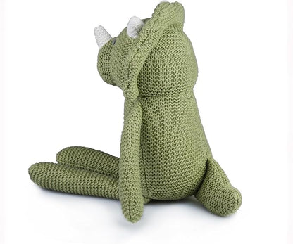 100% Organic Cotton Baby Stuffed Animals | 7.1" Green Dinosaur Plush for Newborn