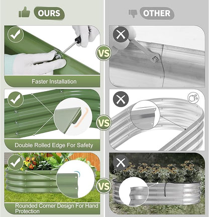 Galvanized Raised Garden Bed Outdoor- 2 Pcs Raised Beds for Gardening| Metal Planter Box, Steel Raised Garden Bed Kit with Gloves for Vegetables, Flower, Herbs (4x2x1FT, Green)