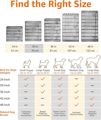 Amazon Basics Foldable Octagonal Metal Exercise Dog Playpen - Indoor/Outdoor, Single Door, Small (8 Panels, 24 x 30), Easy to assemble and store, 30" - Small, , Black