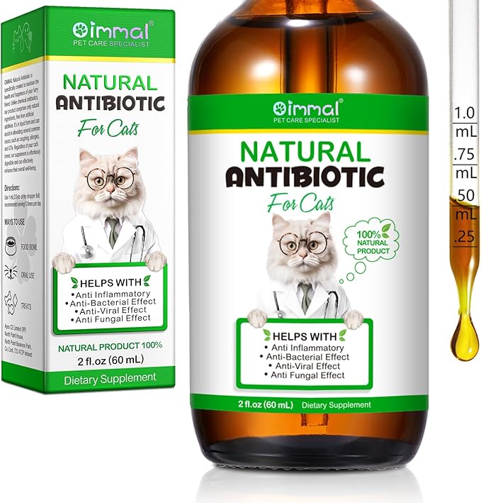 Antibiotics for Cats, Cat Antibiotics for Injections, Natural antibiotic for Cat Immune & Allergy Relief, Cough Relief, Yeast Injection, UTI Treatments, Cats Antibiotics, 60ML