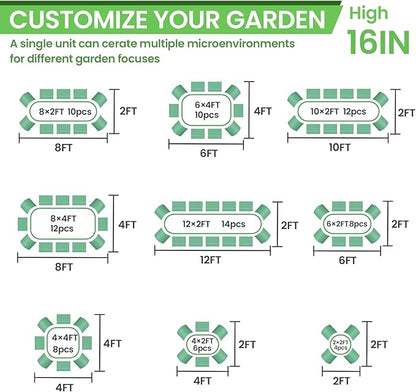 FRIZIONE 2pcs 9 in 1 Tall 8x2ft Galvanized Raised Garden Bed Outdoor,Steel Garden Bed for Vegetables,Above Ground Garden Box for Flower,Metal Raised Beds for Gardening