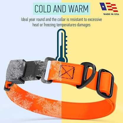 Dogline Biothane Waterproof Dog Collar with Herm Sprenger Black Stainless Steel Quick Release Buckle – Heavy Duty Tactical Durable Collar for Dogs – Comfortable and Safe Pet Collar W1 L 15-25" Orange