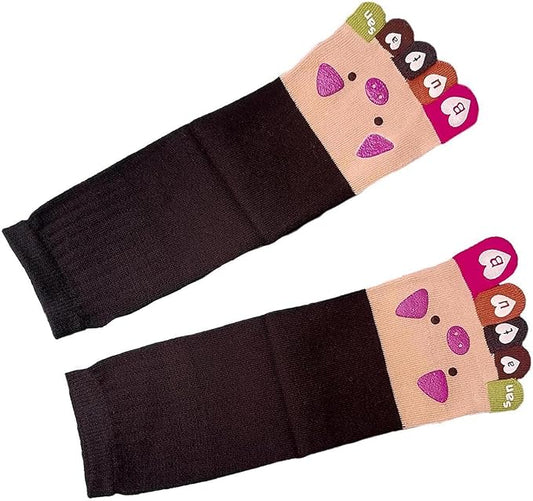 IXITON Women's Toe Socks Five Fingers Socks Cute animal pattern socks Funny cartoon Sports Toe socks