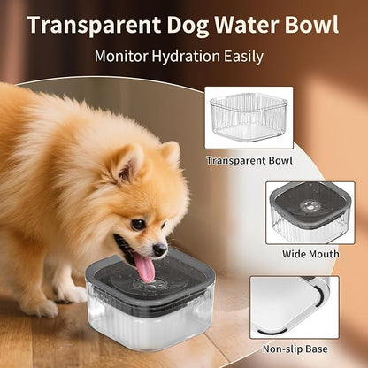 3L Dog Water Bowl No Spill 101oz Large Capacity Spill Proof Slow Drinking Water Feeder No Splash Pet Water Bowl Vehicle Carried Travel Dog Bowl for Sloppy Messy Drinkers Cats(Dark Gray)