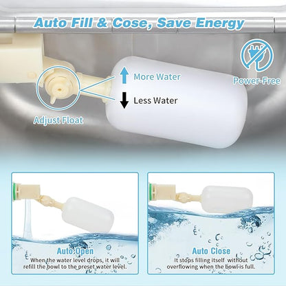 FHTONGE 304 Stainless Steel Automatic Water Dispenser with Drainage for Outdoor Big Dog, Large Auto Fill Dog Waterer Float Valves for Livestock Poultry Horse Cow Goat Pig Chicken Duck Rabbit Drinking