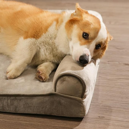 Amazon Basics Dog Bed with Cooling Gel Memory Foam, Pressure-Relief Support for Dogs up to 55lbs, Non-Slip Bottom, Machine Washable Cover, Large Sized (36" x 27"), Brown