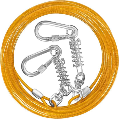 Dog Tie Out Cable - 10/15/20/25/30FT Heavy Duty for Large Dogs Up to 250LBS - Rosy Pink/Blue/Purple/Silver/Red/Green/Yellow