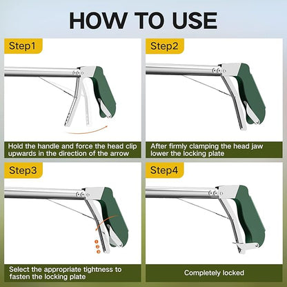 78“ Snake Tongs Collapsible Grabber, Professional Reptile Snake Catcher Wide Jaw Handling Tool, Stainless Steel Snake Hook