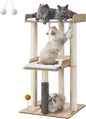 FourFurPets 43.7" Cat Tree, Modern Cat Tree Tower, Cat Tower for Indoor Cats Large Adult, Cat Condo with Scratching Post, Large Perch and Removable Pads, Greige