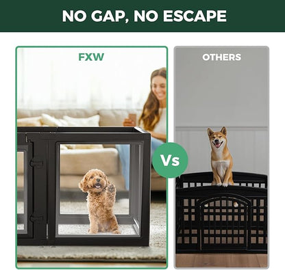 FXW AuraSpace Acrylic Indoor Unleashed Dog Playpen for Puppies and Small Dogs, 24 Inch, 16 Panels, Black