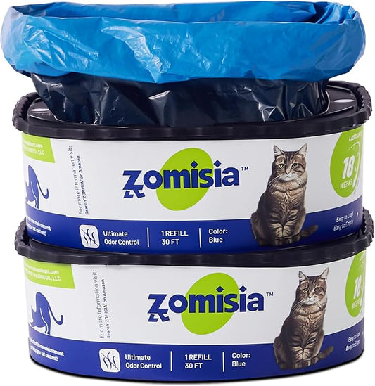 2 Pack Cat Litter Refill Bags, Non-See-Through Jumbo 60FT Cartridge Refill Total Up to 36 Weeks (Over 8 Months) Per Cat for Odor Control, Compatible with Genie Standard, Plus, Style