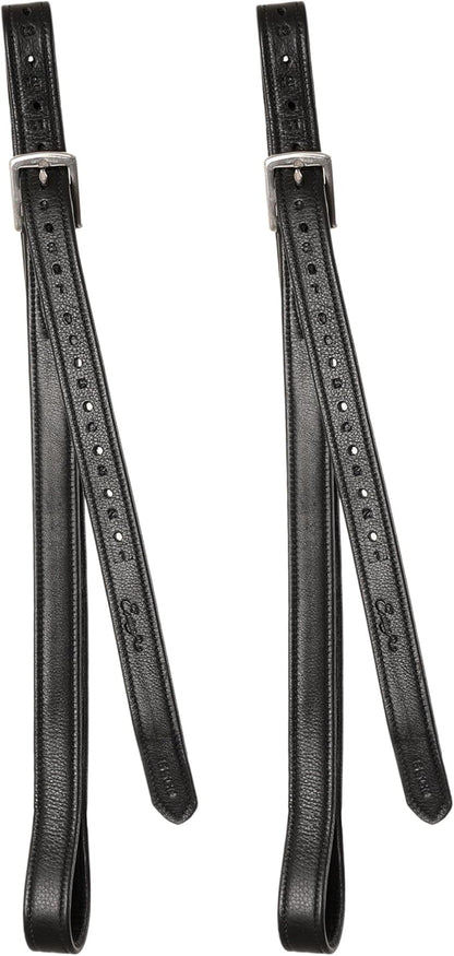 Exion FlexiStrong Stirrup Leathers for English Saddles – 1" Premium Calfskin with Nylon Core – Numbered Holes, Stainless Steel Buckles – Black/Brown – Horse Riding Gear (48"/120cm to 62"/155cm)