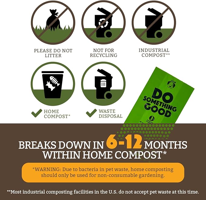 Doggy Do Good Poop Bags for Dogs (360Ct), Easy Open Dog Poop Bags Rolls, Certified Home Compostable