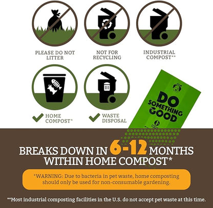 Doggy Do Good Poop Bags for Dogs (360Ct), Easy Open Dog Poop Bags Rolls, Certified Home Compostable