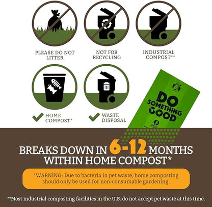 Doggy Do Good Poop Bags | Dog Waste Bags | Unscented, USDA Certified Biobased, Thick & Leak Proof, Easy Open | Standard Size | 100 Count on a Single Roll