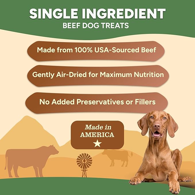 Gaines Family Farmstead Beef Chips for Dogs – 6 oz, Natural Single-Ingredient Dog Treats, High-Protein Rawhide-Free Chews, Healthy Grain-Free Snacks, Made in USA