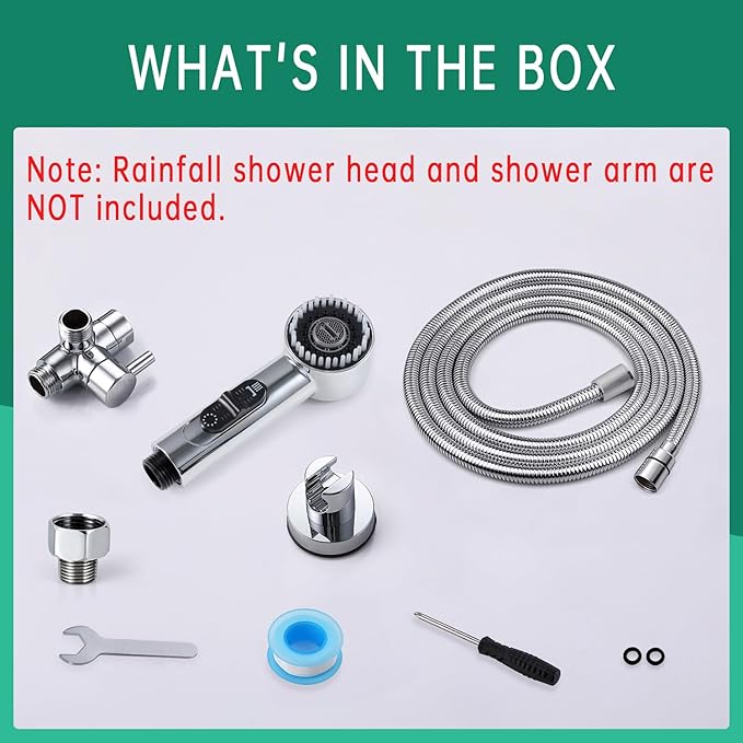 3 Mode Dog Shower Attachment, High Pressure Handheld Sprayer with ON/OFF Switch, G1/2" Metal Shower Diverter, 118 Inches Stainless Steel Hose, No Drill Hook, for Indoor and Outdoor Pet Bat