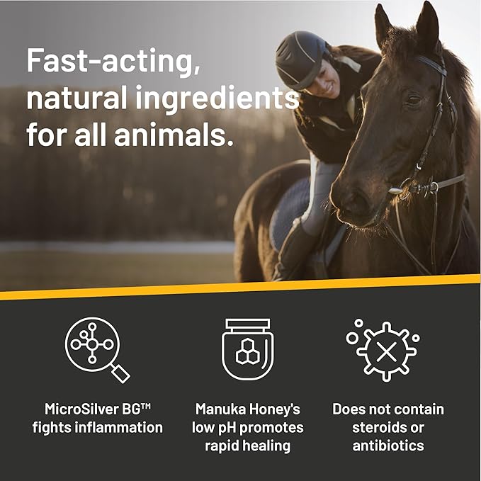 Absorbine Silver Honey Rapid Wound Repair Spray Gel 8oz Bottle, Manuka Honey & MicroSilver BG