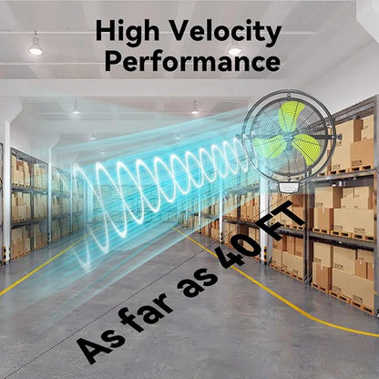 20 Inch Wall Metal Fan Pro Series Remote Control, High Velocity Wall Mount Fans for Commercial, Residential, Warehouse, Covered Patio, Shop, Garage, Barn 3 Speed 5200 CFM UL Safety Listed