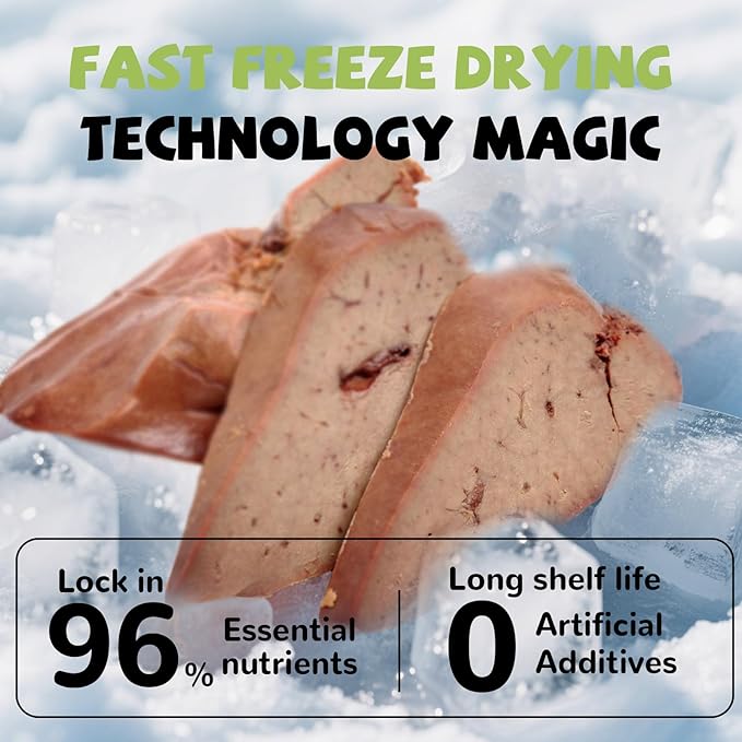 Freeze Dried Chicken Liver Pet Treats, High Protein Freeze-Dried Pet Food for Dogs, Cats, Fresh Ingredient Snacks, 4.6 oz, Rawhide Free&Grain Free