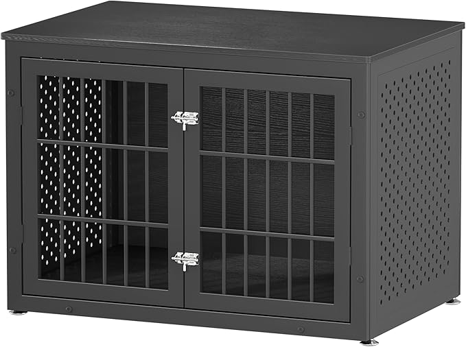38" Heavy Duty Dog Crate Furniture for Large and Medium Dogs,Wooden Metal Kennel for High Anxiety Dogs, Chew Proof Pet Cage Indoor, Decorative Dog Kennel End Table