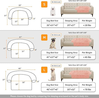GGIB Calming Dog Bed Fluffy Plush Dog Mat for Furniture Protector with Removable Washable Cover for Large Medium Small Dogs and Cats (Medium, Pink)