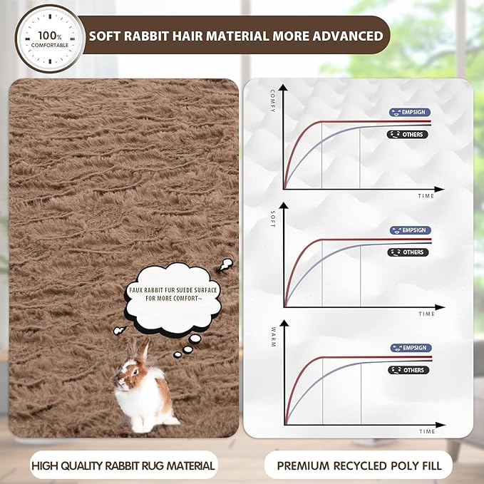 EMPSIGN Dog Bed Mat 41 Inch Reversible Warm & Cool,Washable Dog Crate Bed with Egg Crate Foam Support, Pet Sleeping Mat for Large Medium Small Dogs, Fluffy Kennel Pad(Brown)