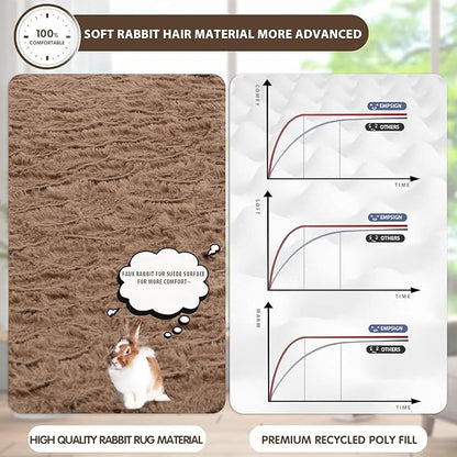 EMPSIGN Dog Bed Mat 41 Inch Reversible Warm & Cool,Washable Dog Crate Bed with Egg Crate Foam Support, Pet Sleeping Mat for Large Medium Small Dogs, Fluffy Kennel Pad(Brown)