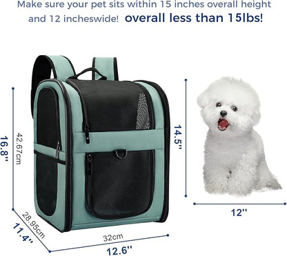 Apollo Walker Dog & Cat Carrier Backpack for 4-15lb Pets - Ventilated Safe Design with Padded Back Support, Breathable Mesh Pet Backpack for Hiking, Travel, Outdoor (Blue)