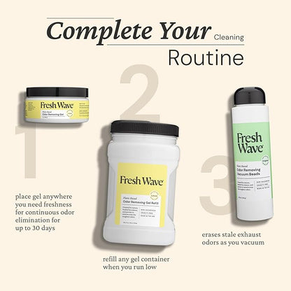 Fresh Wave Lemon Odor Removing Gel, 7 oz., Pack of 3 - Safer Odor Absorbers for Home, Natural Plant-Based Odor Eliminator, Every 7 oz. lasts 15-30 Days, For Cooking, Trash & Pets