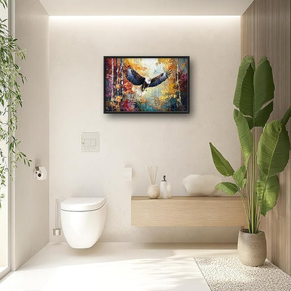 Extra Large Framed Bald Eagle Wall Art,Abstract Colorful Forest Wall Decor,Autumn Fall Forest Pictures for Living Room,Canvas Print Painting Modern Artwork Bedroom Office Home Decor 36L x 24W