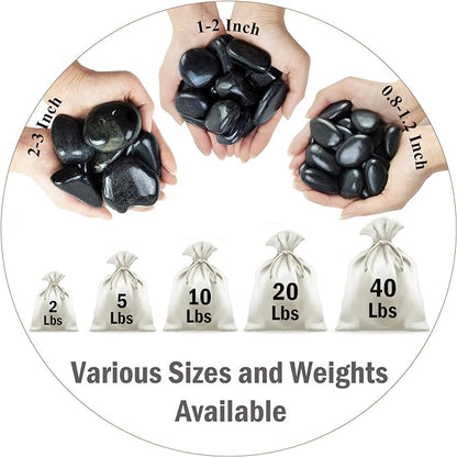 20lb Black River Rocks - 2-3 inch Polished Pebbles for Plants, Decorative Stones for Large Planters, Landscaping, Vases, Aquariums & Fish Tanks