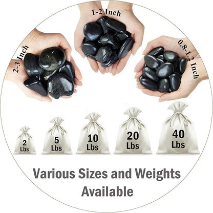 20 lbs Decorative Black River Rocks for Plants, 1-2 inch Natural Black Pebbles for Indoor Plants, Plant Rocks, Rocks for Outdoor Landscaping, Vase, Decorative Stones and Garden Rocks