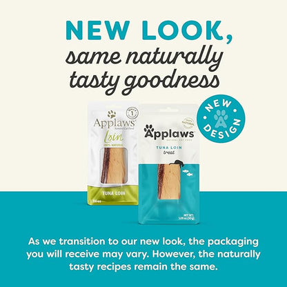 Applaws Natural Cat Treats, Grain-Free, High-Protein Whole Tuna Loins, Single-Ingredient Healthy Snack for Cats (12 x 1.06 oz Loins)