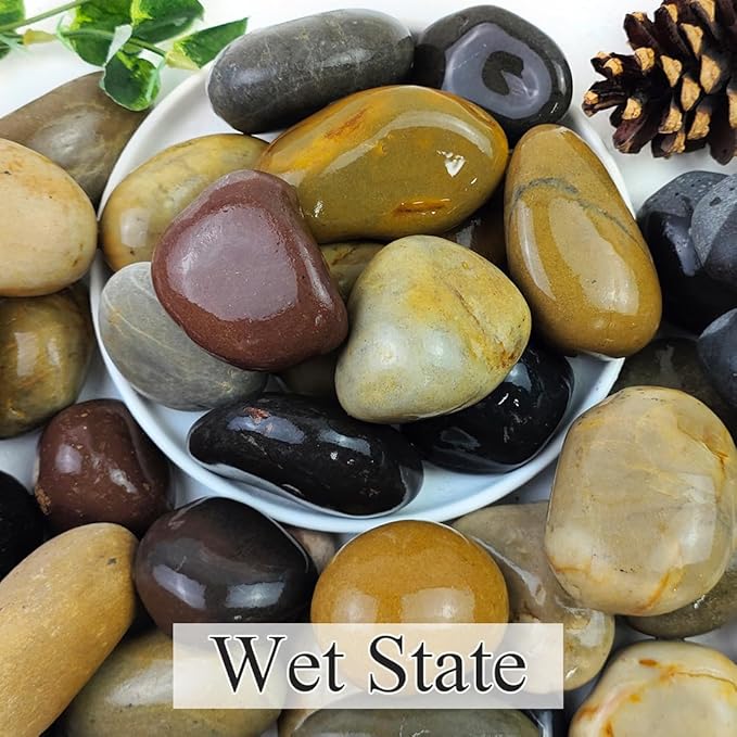 20lbs Natural River Rocks, 2"-3" Premium Pebbles for Garden and Landscape Design, Hand-Picked Smooth Stones for Fish Tank, Flower Pots, Indoor Water Fountains, Pathways, Backyard